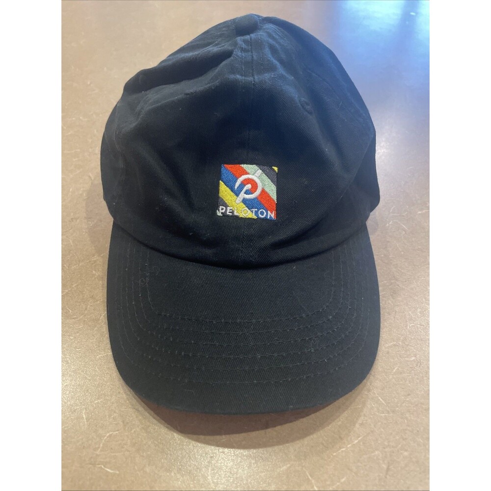 EUC Peloton Homecoming Sports Baseball Black Adjustable Size Strapback Hat Cap